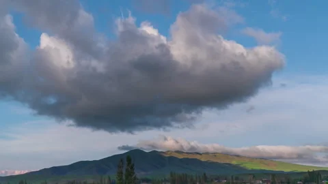 Timelapse mountain landscape with moving clouds. Stock Footage 244794015