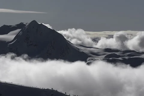 Timelapse of mountain mist rising and clouds at sunrise Stock Footage 137294216