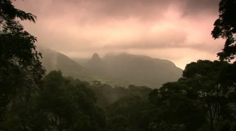 Timelapse Of Mountain through Forest, Tijuca Brazil HD Video Stock Footage 22146290