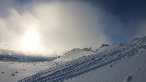 Timelapse: mountain valley in winter and beautiful clouds Stock Footage 121155976