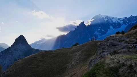 TImelapse of mountain view sunset behind clouds Stock Footage 80322719