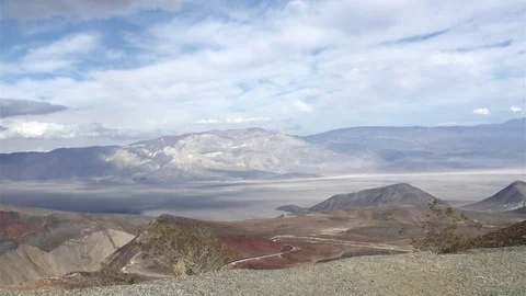Timelapse of mountains and a road in Death valley, California, in United stat Stock Footage 70010481