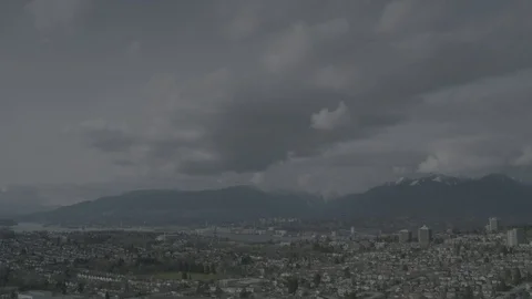 Timelapse of mountains clouds and North Vancouver Stock Footage 127048922