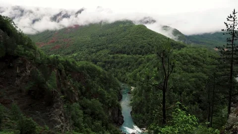 Timelapse mountains clouds and river in Montenegro Stock Footage 145910105