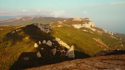 Timelapse. Mountains, forest and the temple of the sun. View from a height of Stock Footage 140001206