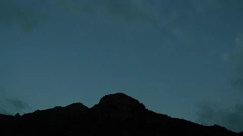 Timelapse of the mountains with moving cloud from evening to dark night Stock Footage 199945256