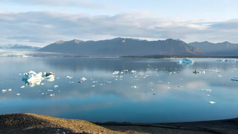 Timelapse of the movement of clouds and ice on a glacier in Iceland. Stock Footage 170327922