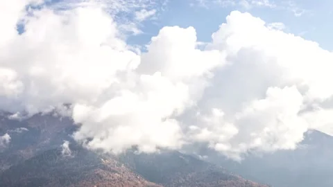 Timelapse. The movement of clouds in the mountains. Summer day. Mountain resort. Stock Footage 166056502