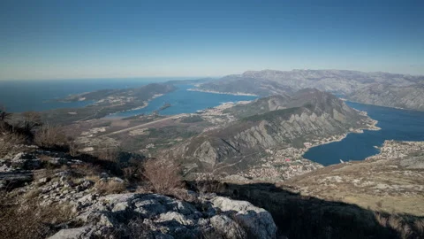 Timelapse with the movement with the views of Boko Kotor Bay and Tivat airport Stock Footage 126580342