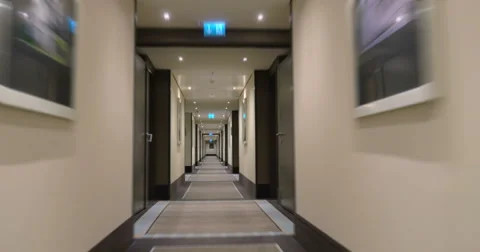 Timelapse of moving along the light hotel hall Stock Footage 51687245