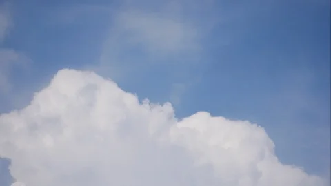Timelapse moving beautiful white cloud with blue sky background at day time Stock Footage 129241264