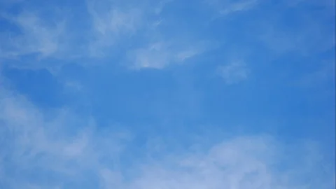 Timelapse moving beautiful white cloud with blue sky background at day time Stock Footage 129264732