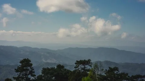 Timelapse moving of cloud and clear sky and layer of mountain Stock Footage 263108471
