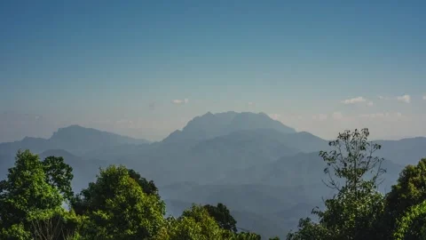Timelapse moving of cloud and clear sky and layer of mountain Stock Footage 263108478