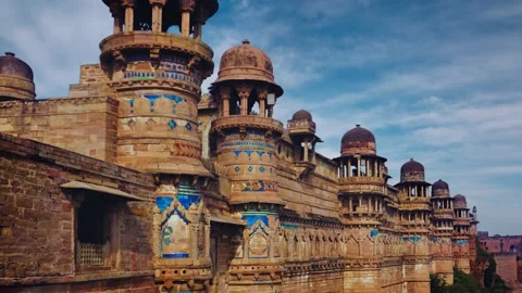TimeLapse of Moving Clouds above Gwalior Fort in India Stock Footage 145180360
