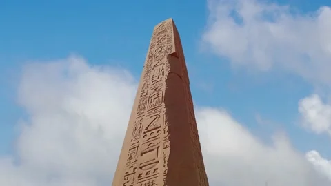TimeLapse of moving Clouds above Obelisk Egypt Stock Footage 145179762