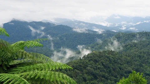 Timelapse Of Moving Clouds And Fog over Titiwangsa mountain range Stock Footage 99653947
