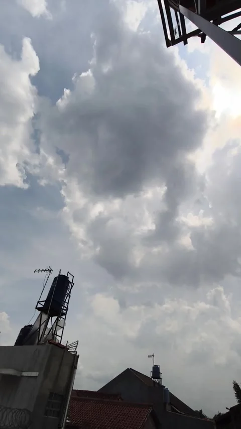 Timelapse of Moving Clouds from Day to Sunset with Blue Sky (No Audio) Stock Footage 310891610