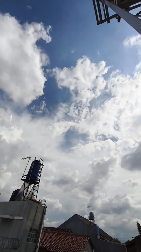 Timelapse of Moving Clouds from Day to Sunset with Blue Sky (No Audio) Stock Footage 310891674