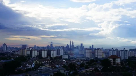 Timelapse of moving clouds in Kuala Lumpur, Malaysia Stock Footage 58340839
