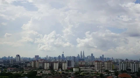 Timelapse of moving clouds in Kuala Lumpur, Malaysia Stock Footage 58348572