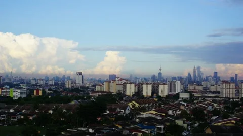 Timelapse of moving clouds in Kuala Lumpur, Malaysia Stock Footage 58348783
