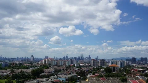 Timelapse of moving clouds in Kuala Lumpur, Malaysia Stock Footage 58595330