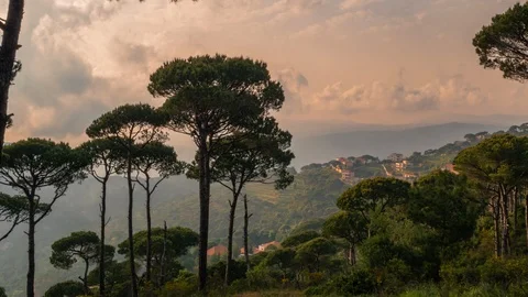 Timelapse moving clouds at mount Lebanon Stock Footage 89730974