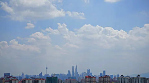 Timelapse Of Moving Clouds Over Kuala Lumpur Stock Footage 38709022