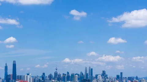 Timelapse Of Moving Clouds Over Kuala Lumpur. Zoom Out. 스톡 동영상 127019986