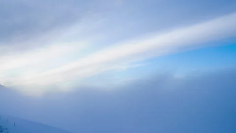 Timelapse of moving clouds over mountain with snow at avoriaz in france Stock Footage 283551621