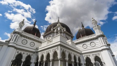 Timelapse of moving clouds over Zahir Mosque Stock Footage 120510556