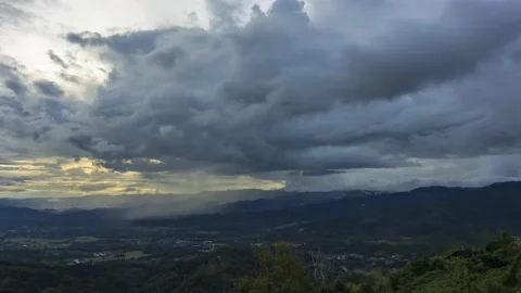 Timelapse of Moving dramatic cloud over the beautiful rural town  Stock Footage 168303337