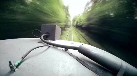 Timelapse of moving tram in nature Stock Footage 66871996