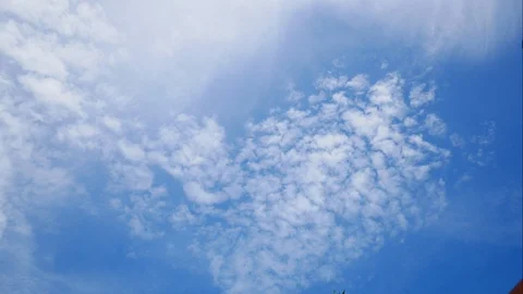 Timelapse moving white cloud with beautiful blue high sky background in day t Stock Footage 128586193