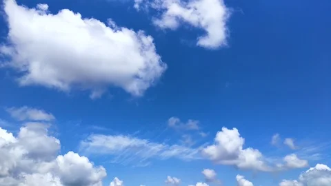 Timelapse of moving white clouds against a blue sky Stock Footage 114733754