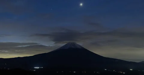 TimeLapse - Mt. Fuji and cloud movement at dawn FIX Stock Footage 153307522