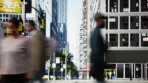 Timelapse of multicultural pedestrian group walking through the big city center Stock Footage 326015580