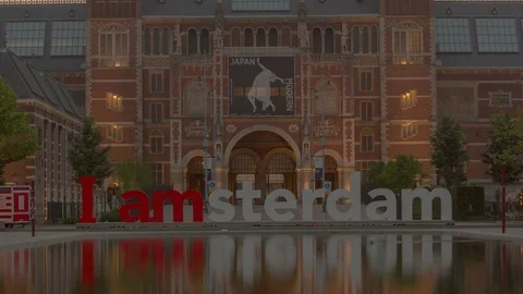 Timelapse Museum Square Amsterdam Stockbeeldmateriaal 78181217