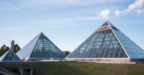Timelapse of the Muttart Conservatory in Edmonton, Alberta. Stock Footage 49875176