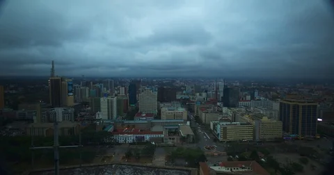 Timelapse of Nairobi skyline on a cloudy day. Kenya, Africa. Stock Footage 81569504