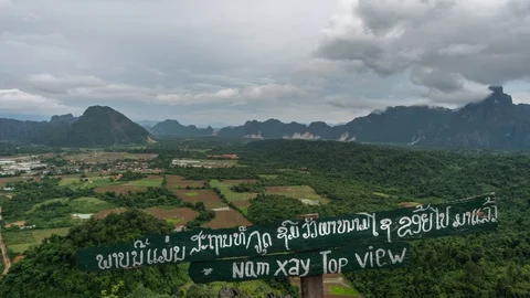 Timelapse nam xay viewpoint in vang vieng laos Stock Footage 112166787