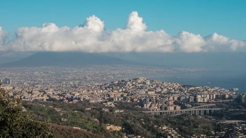 Timelapse Of Naples in 4K with Volcano Vesuvius Stock Footage 85030919