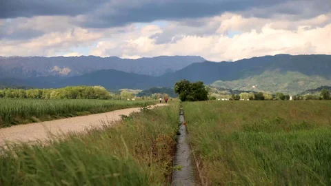 Timelapse nature, landscape, grass, mountain, summer, sky Stock Footage 129670187