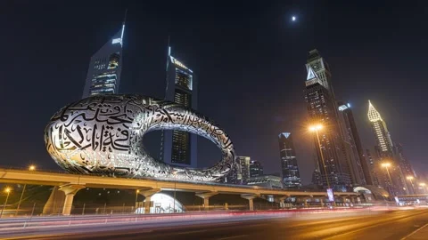 Timelapse Near The Museum of the Future Stock Footage 168497144