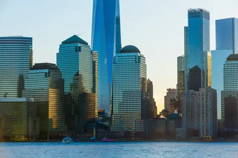 TIMELAPSE from New Jersey facing Manhattan, tight shot Stock Footage 123048618