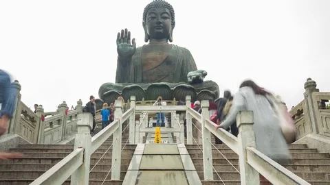Timelapse at ngong ping big buddha temple Stock Footage 82926660