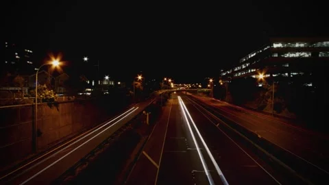 Timelapse night of car light Stock Footage 254761605