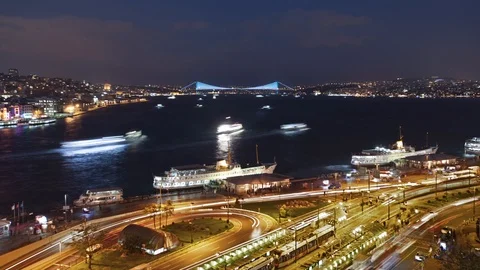 Timelapse Night of Istanbul Stock Footage 104895385