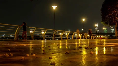 Timelapse of night on the promenade Stock Footage 101024276